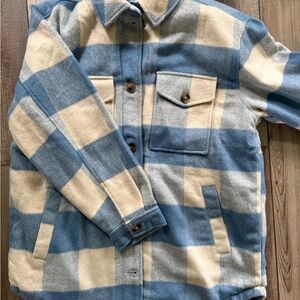 American Eagle Outfitters Blue and Cream Sherpa Jacket